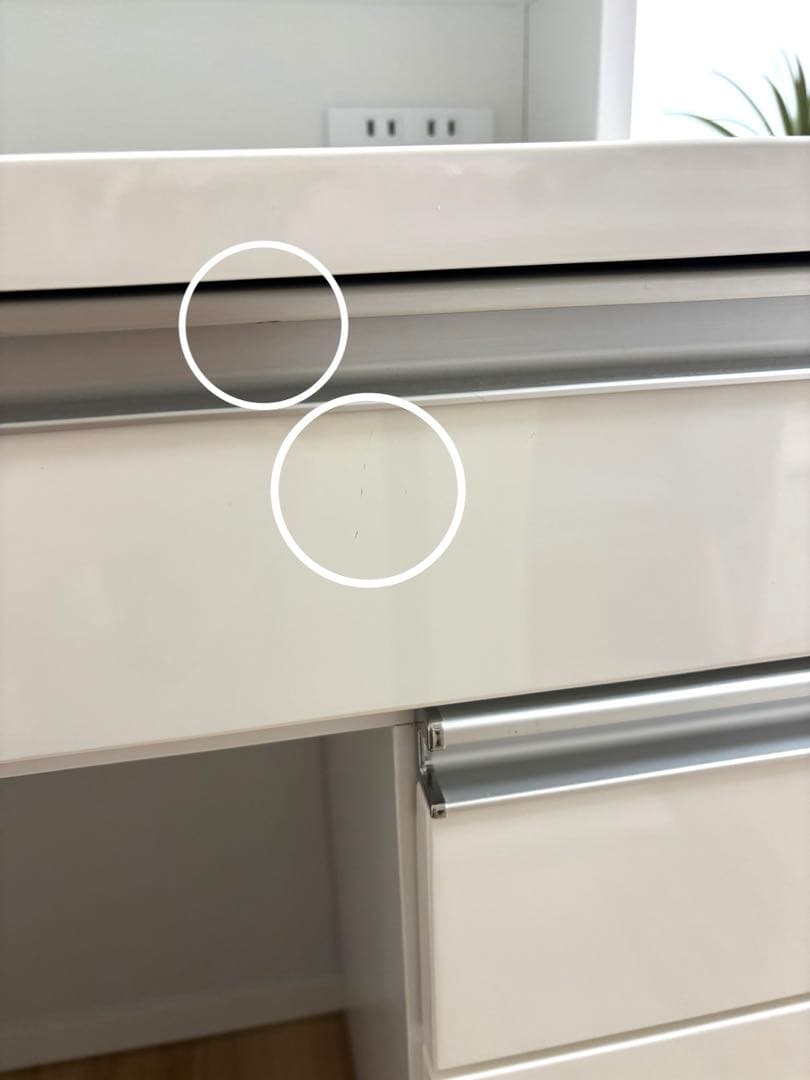 ホワイト ドレッサー・鏡台 棚付き