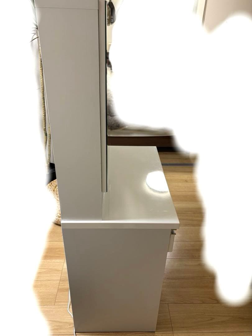 ホワイト ドレッサー・鏡台 棚付き