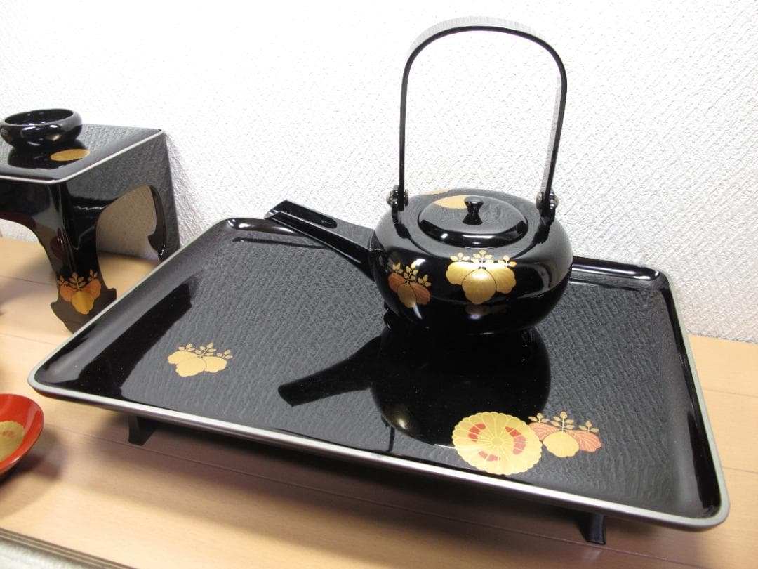 屠蘇器揃 光斎作 黒塗銀縁 古美術品 共箱