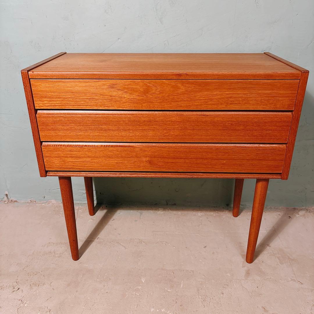 【kkw】デンマーク　チーク材　三段チェスト　北欧家具　北欧ビンテージ