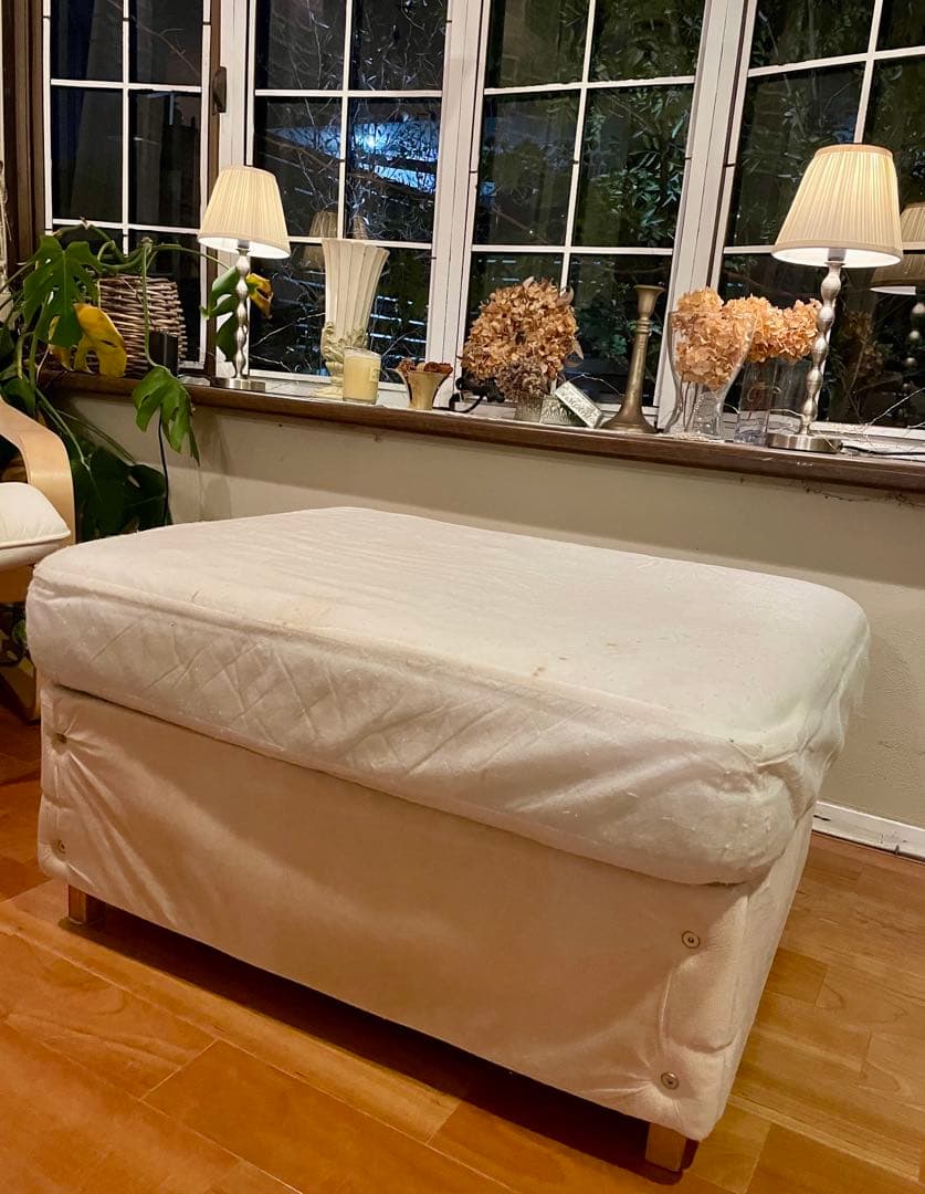 IKEA 収納付きオットマン ホワイト　★新品カバー付