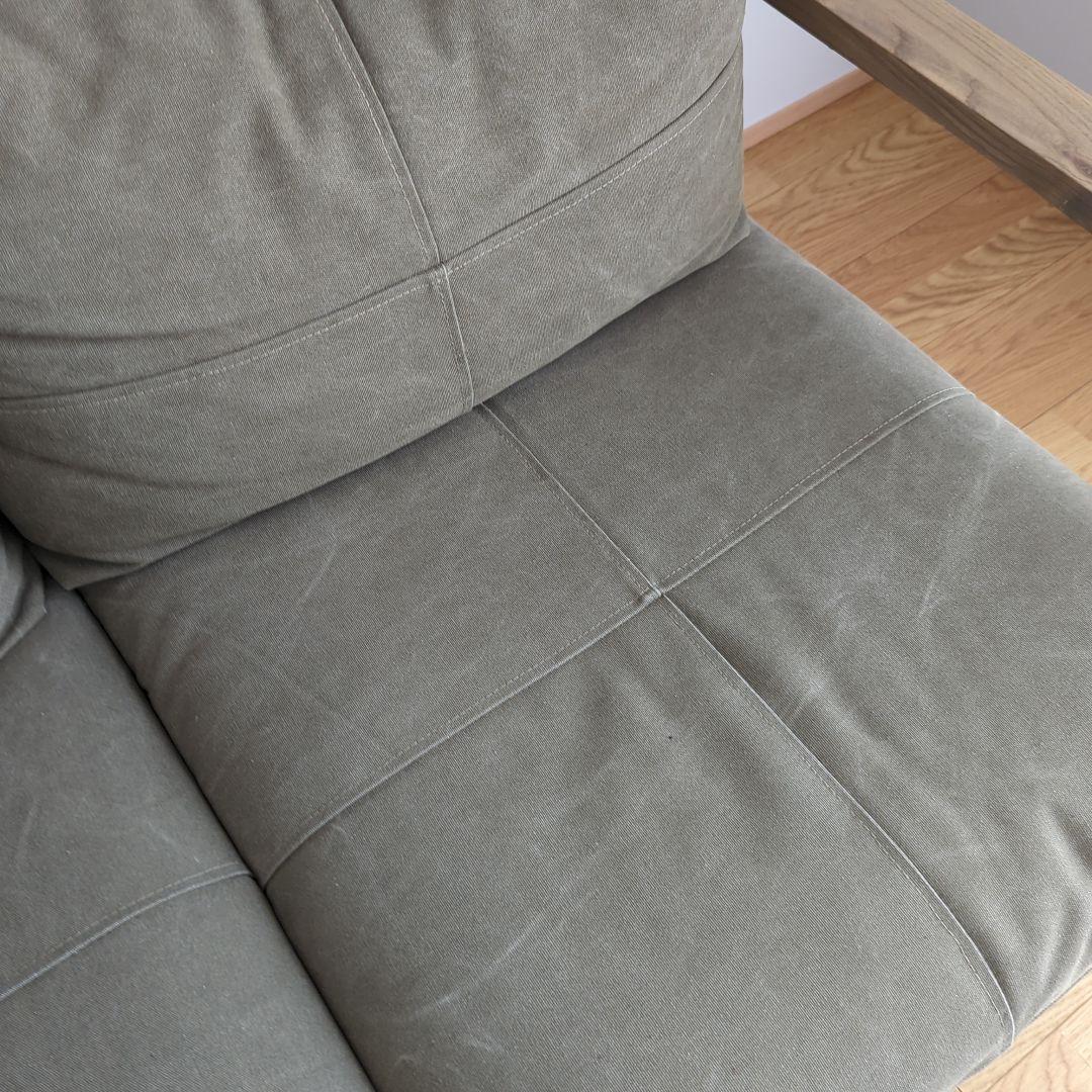 2人掛けソファ モスグリーン ブエノ S099-2P 肘あり カーキ アイアン