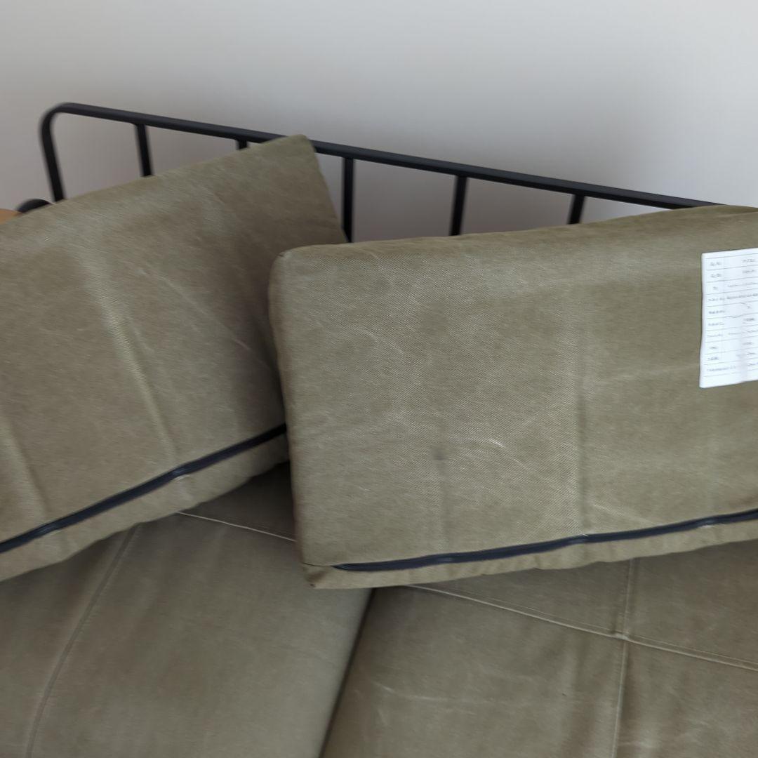 2人掛けソファ モスグリーン ブエノ S099-2P 肘あり カーキ アイアン