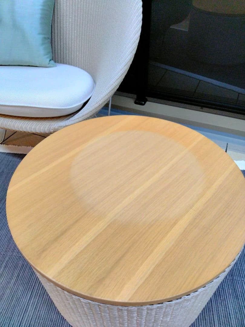ヴィンセントシェパード◆丸テーブル◆収納◆木製天板◆日焼け有