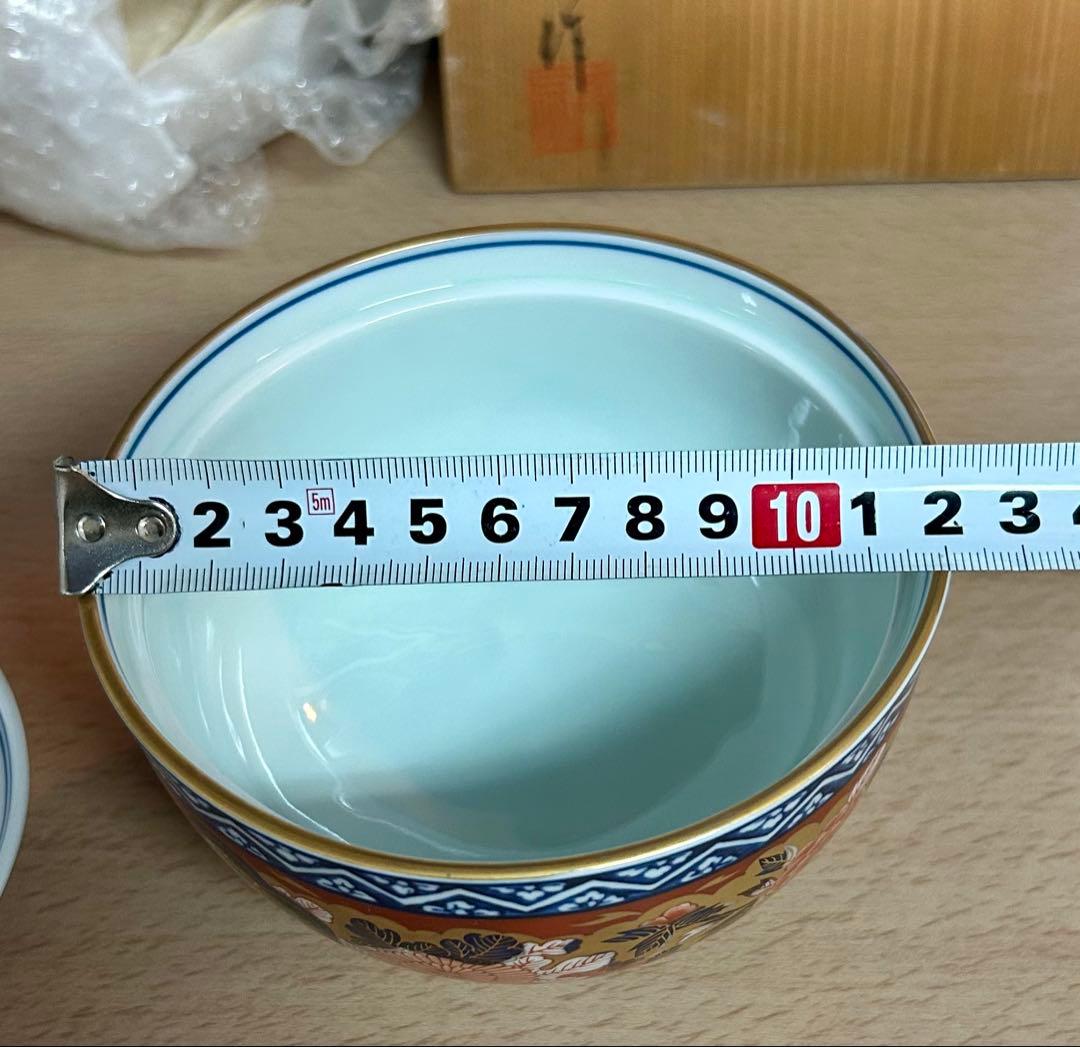 有田　日肥　其泉　極錦金彩　古伊万里蓋付碗5客　未使用