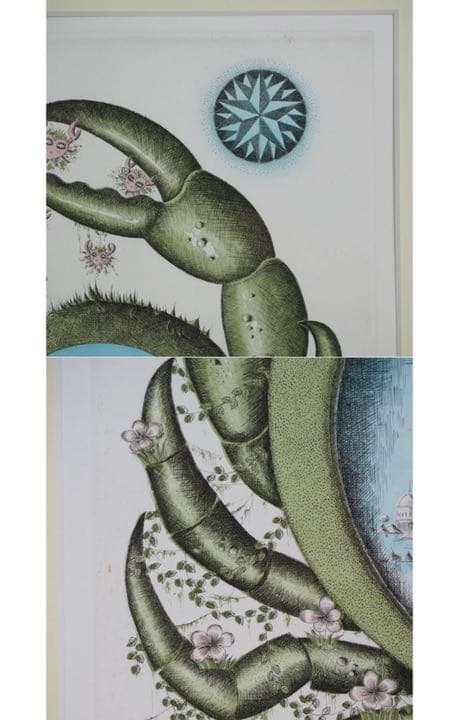 送料無料 ペイネ銅板画蟹座直筆サイン LXXX/CXX(80/120 )