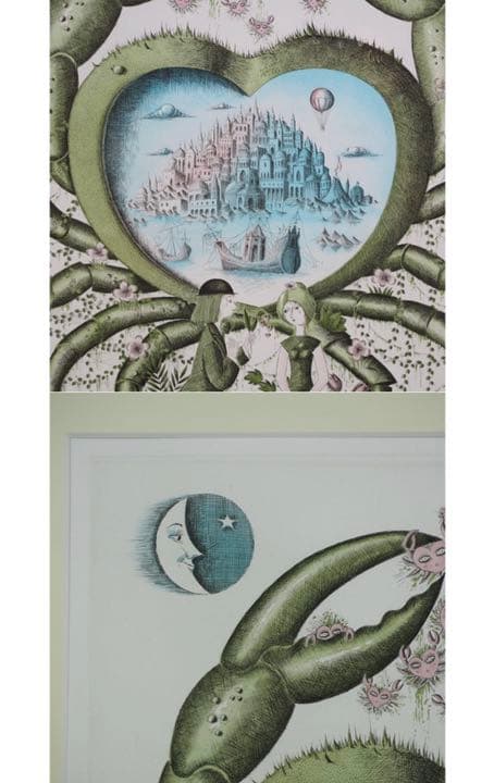 送料無料 ペイネ銅板画蟹座直筆サイン LXXX/CXX(80/120 )