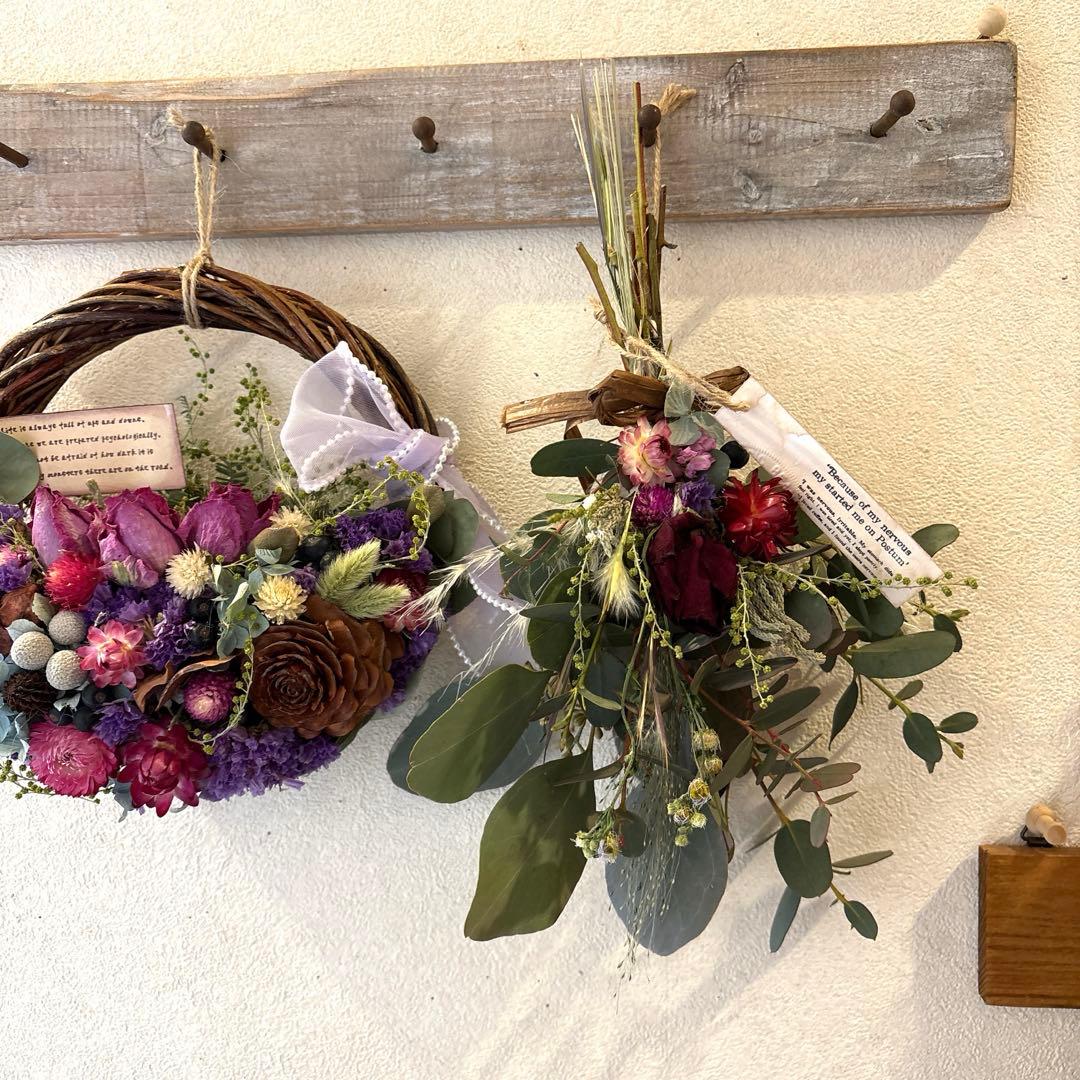 紫スターチスと薔薇のリース☆