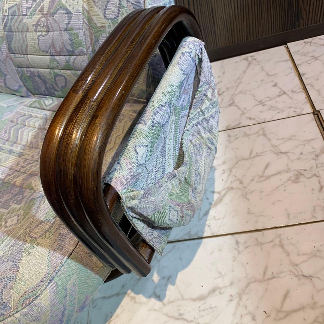 ラタン　座椅子　背もたれ調整　リクライニング