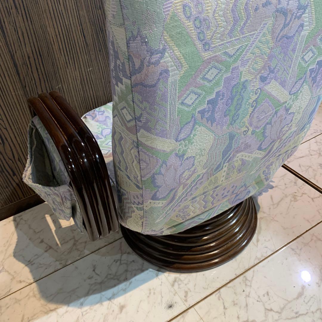 ラタン　座椅子　背もたれ調整　リクライニング