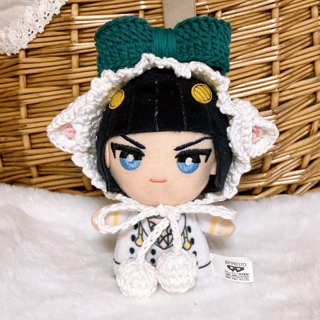 10㎝ ちびぐるみ　にじぱぺ　ぬい服　リボン子ひつじちゃんボンネット　緑