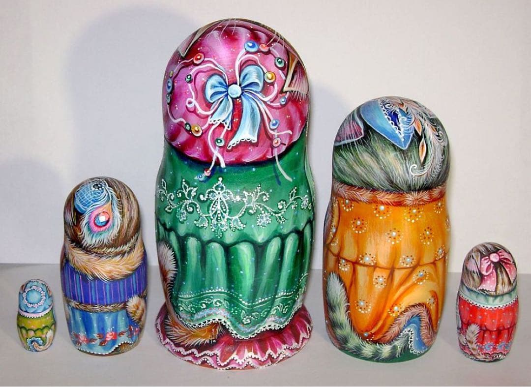 ロシア雑貨ネコマトリョーシカ『干支』｛5P)ドラゴン 龍 辰 猫 縁起物 ミラ作