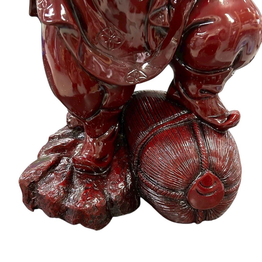 七福神 置物 大黒天 布袋尊 2体ペア 赤漆塗 高さ約60cm◆縁起物 商売繁盛