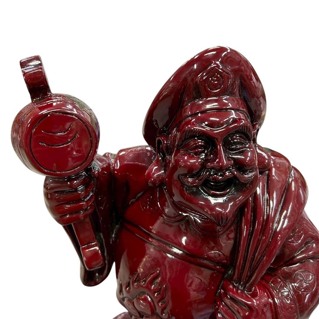 七福神 置物 大黒天 布袋尊 2体ペア 赤漆塗 高さ約60cm◆縁起物 商売繁盛
