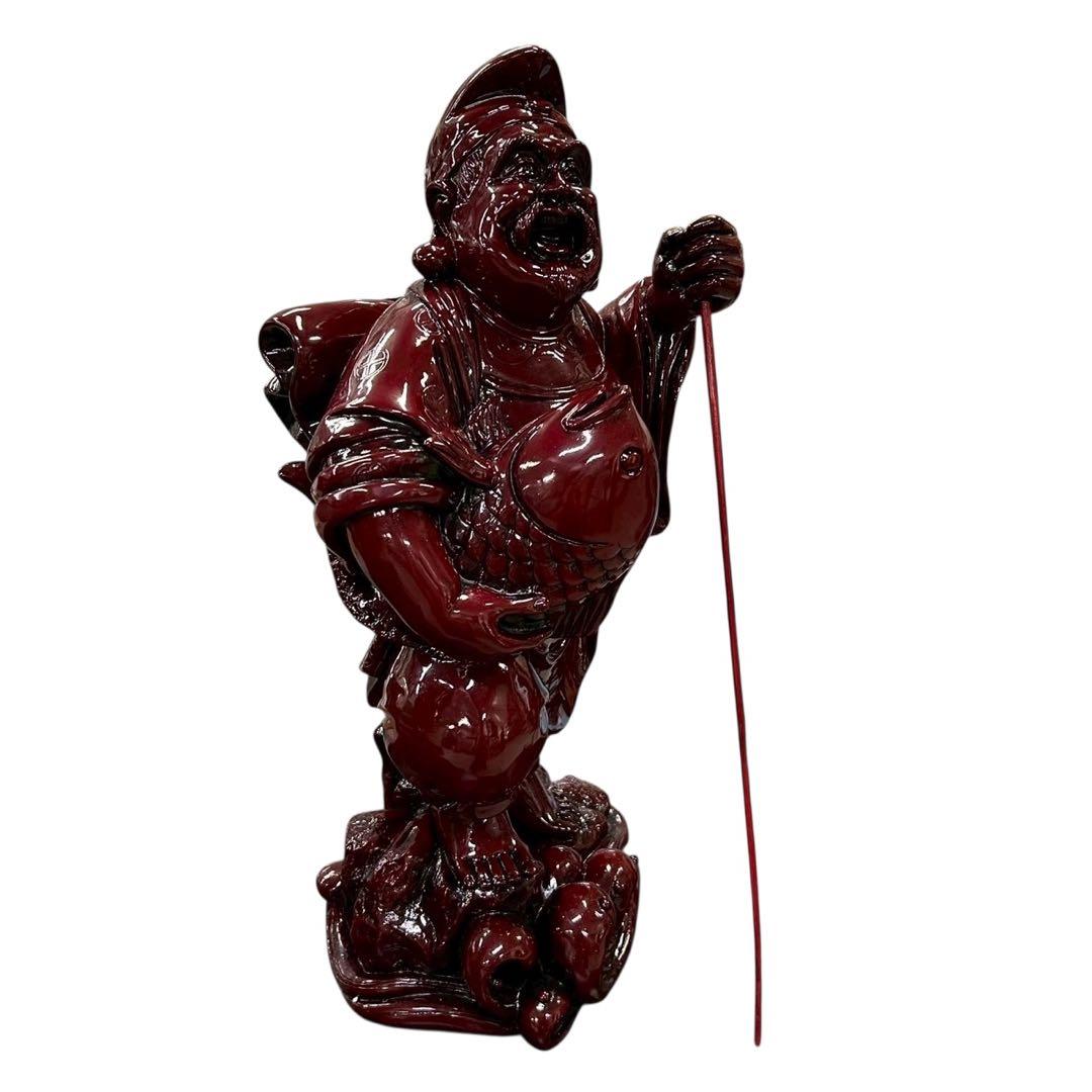 七福神 置物 大黒天 布袋尊 2体ペア 赤漆塗 高さ約60cm◆縁起物 商売繁盛