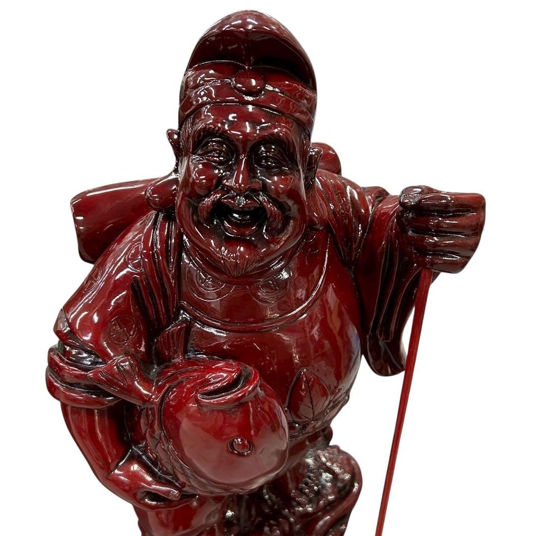 七福神 置物 大黒天 布袋尊 2体ペア 赤漆塗 高さ約60cm◆縁起物 商売繁盛