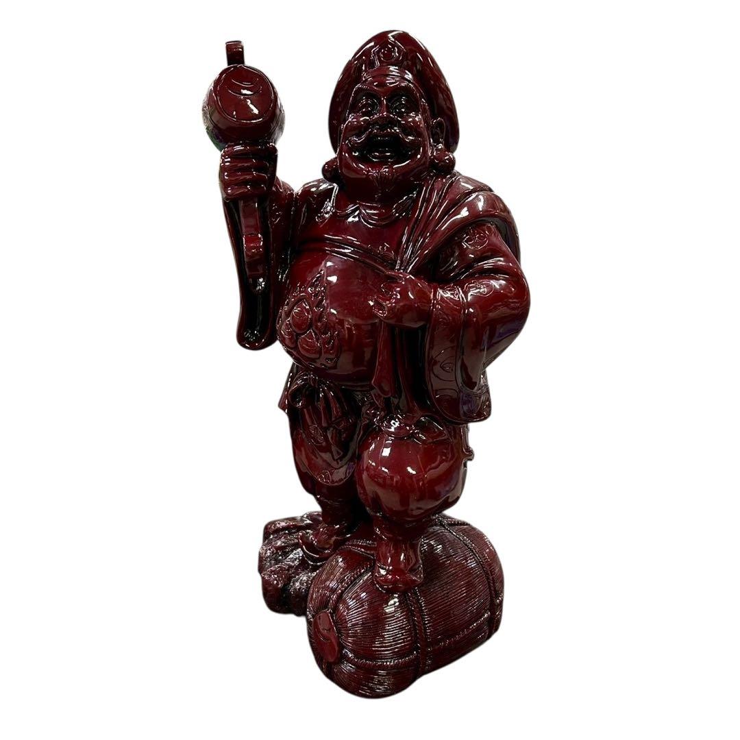 七福神 置物 大黒天 布袋尊 2体ペア 赤漆塗 高さ約60cm◆縁起物 商売繁盛