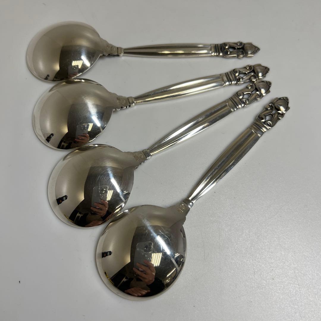 ジョージジェンセン　エコーンsterling925 スープスプーン4本　共袋付