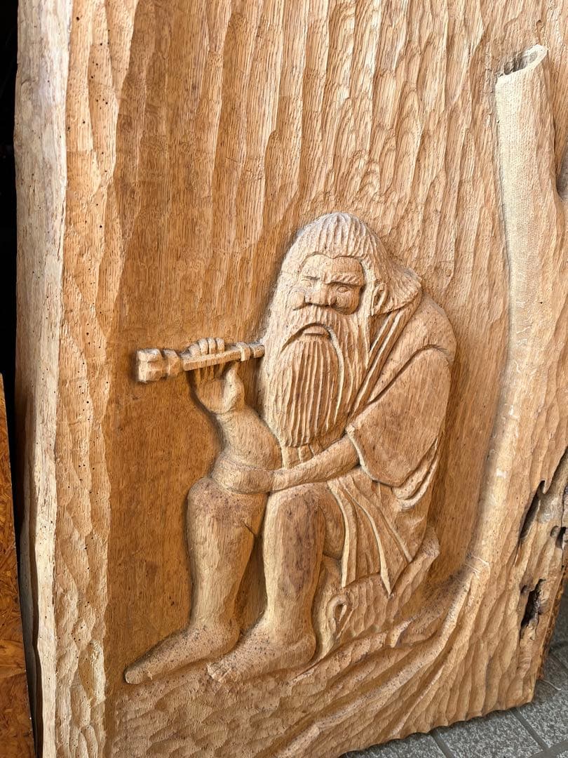 アイヌ木彫り壁掛け、アイヌ彫刻壁画 アイヌ特大壁掛.アイヌ木彫り衝立 103cm