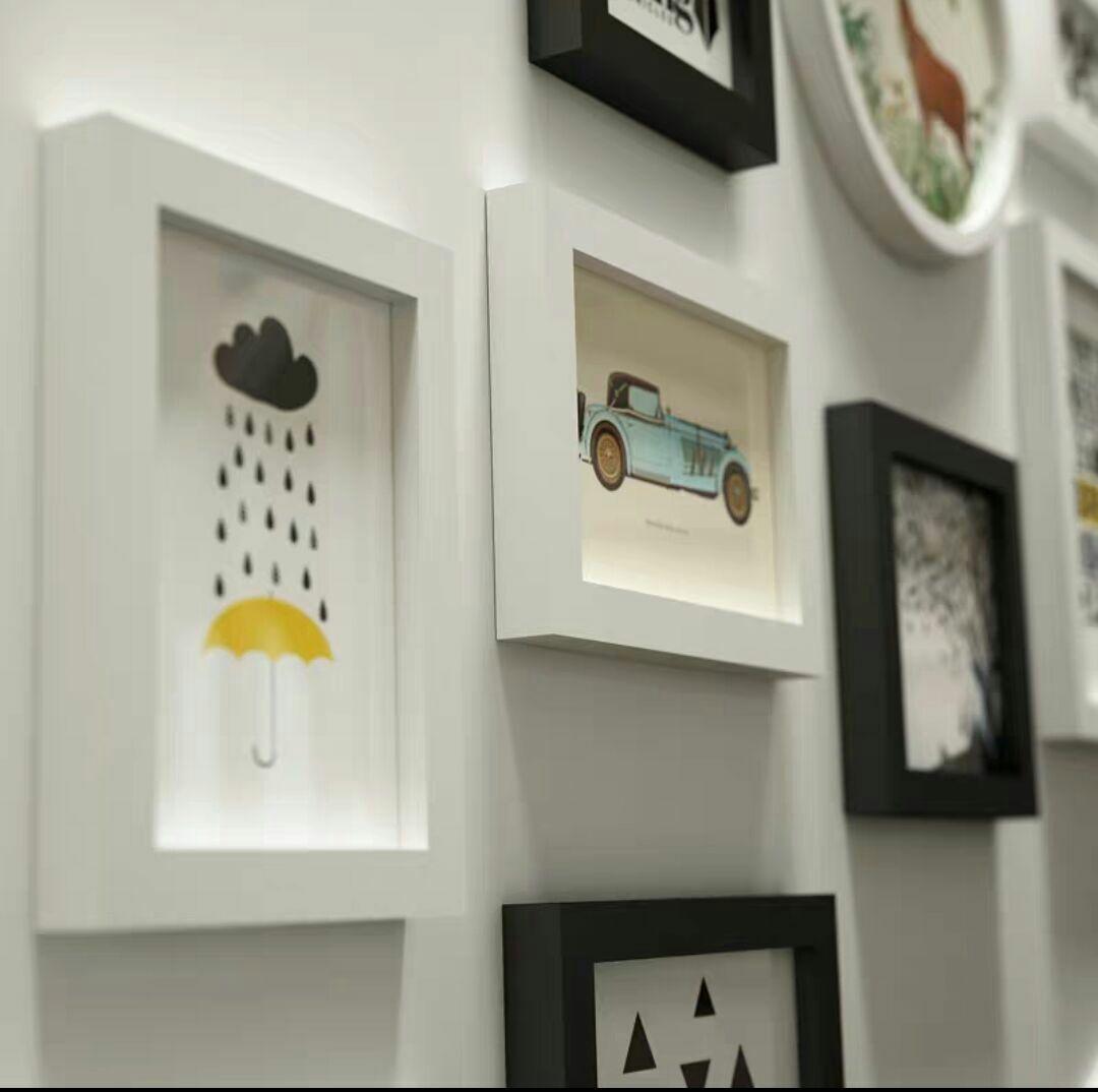 階段の実写写真立ての背景のアイデアの壁の組み合わせは穴を開けることができません