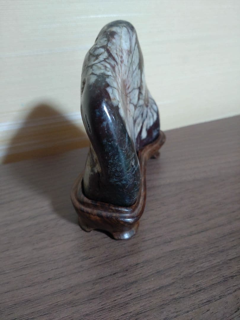 K*0様 菊花石 ピンク花　孔雀部分　根尾 鑑賞石 水石 自然石　木製・花梨の台