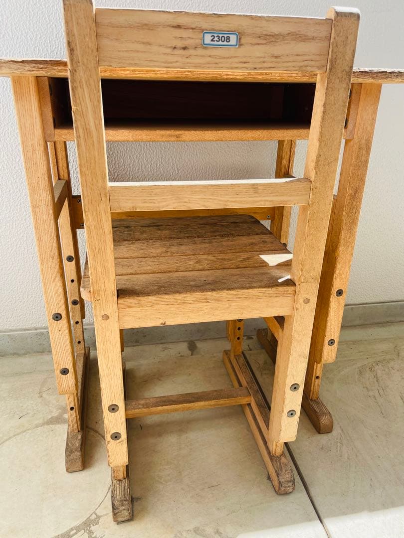 小学校 木製机＆椅子 レトロ