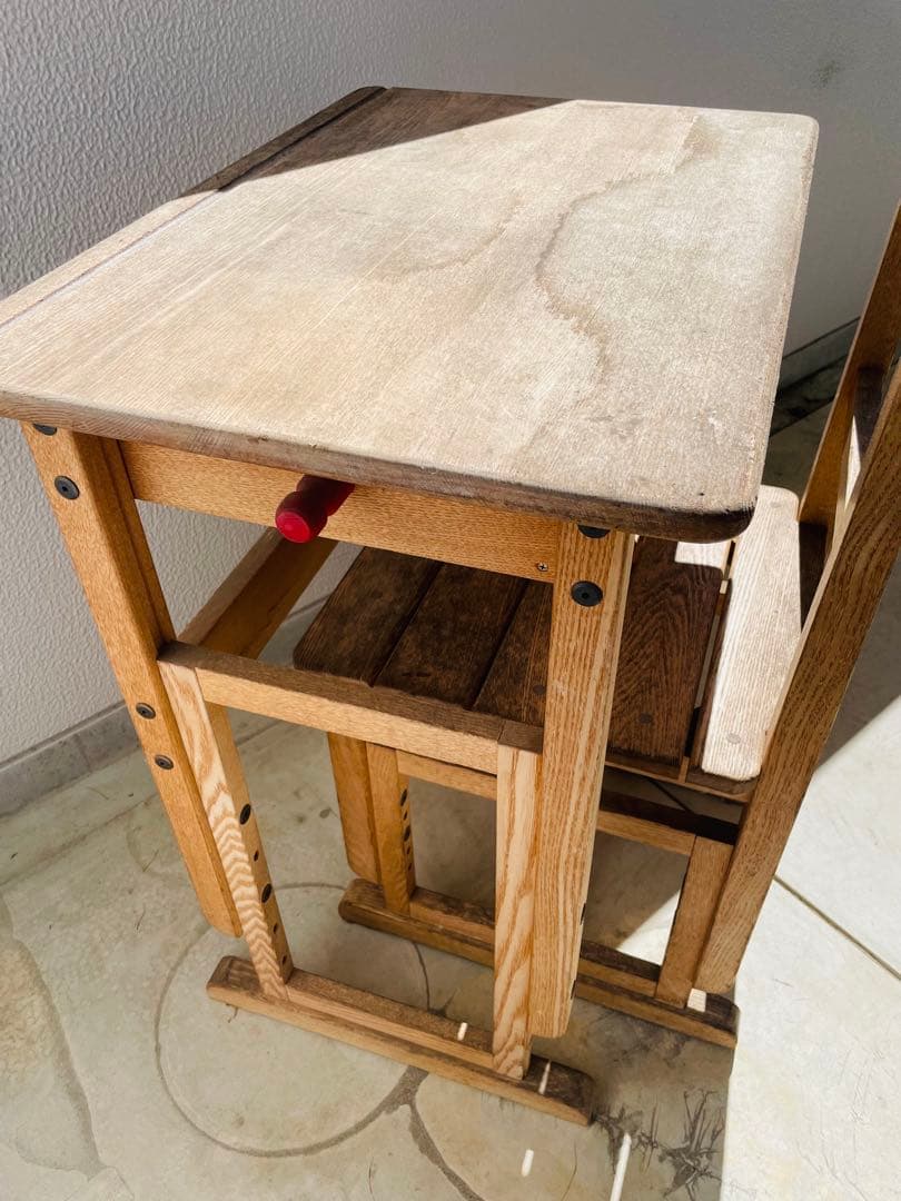 小学校 木製机＆椅子 レトロ