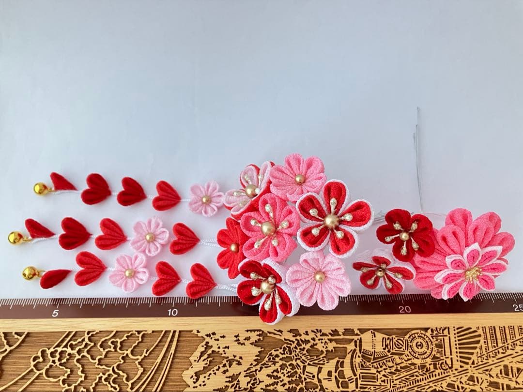 〜　遊　〜　選べる髪飾り　七五三 3歳 7歳 かんざし　ピンク　赤