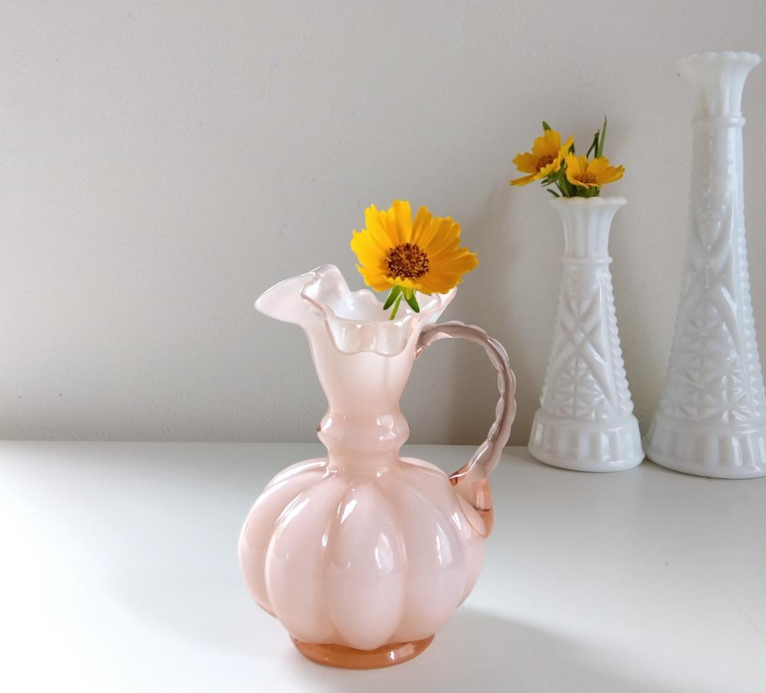 美☆フェントン フレンチピンク 花瓶 フリル ピッチャー