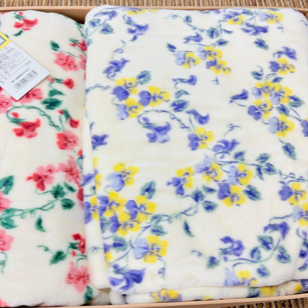  ウェッジウッド　ロングワイドサイズ綿毛布　花柄　2P ペア