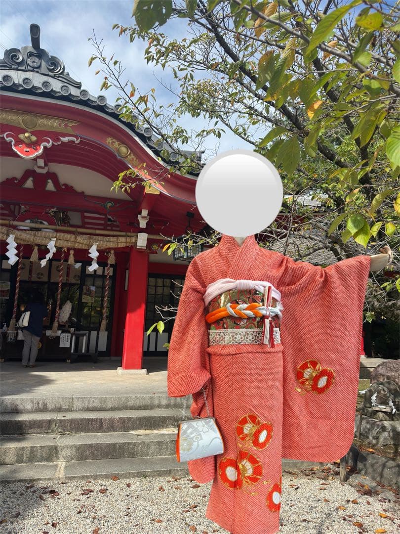 総絞り　七五三　正絹　着物　フルセット