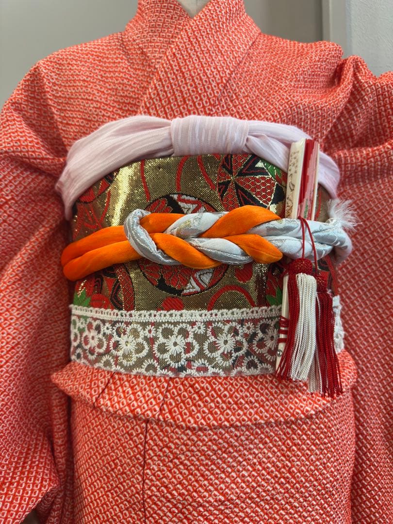 総絞り　七五三　正絹　着物　フルセット