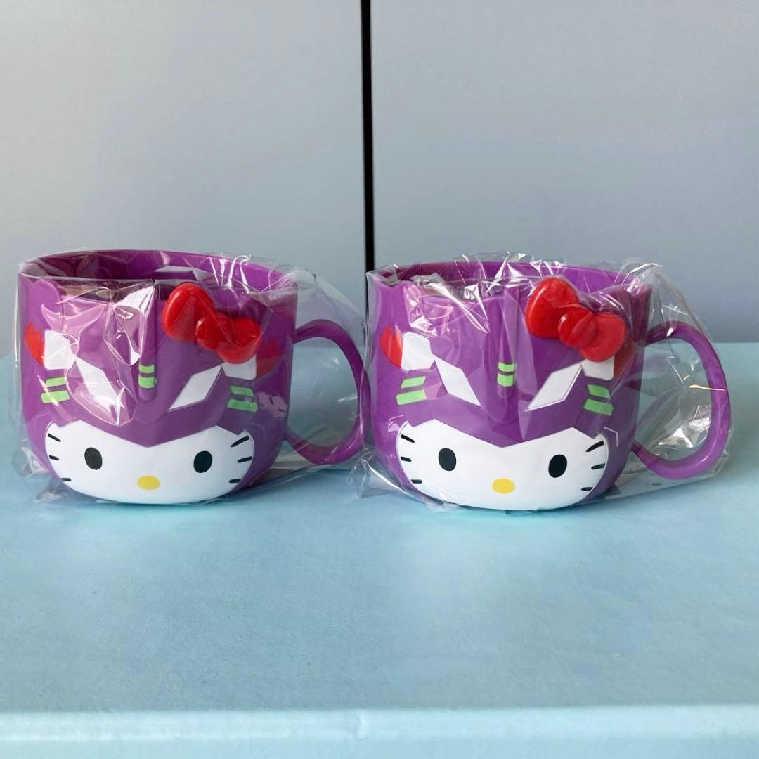 キティ✕エヴァンゲリオンコラボ ダイカットマグカップ ラウンドワン