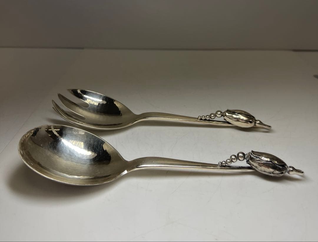 ジョージジェンセン激レアサービングスプーン、フォークセット 164g 共
