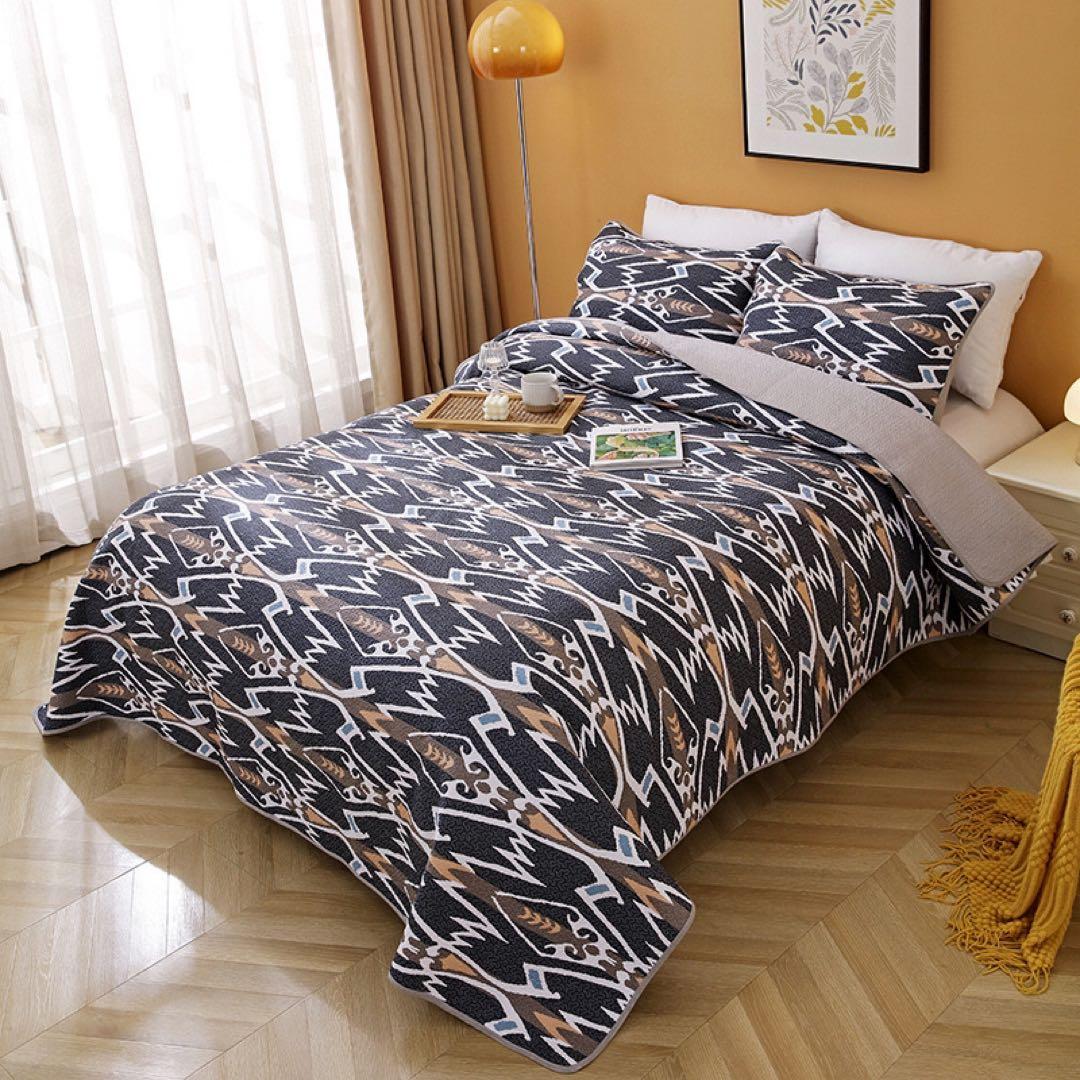 キルトベッドカバー3点セット綿マルチカバー キルティング 811