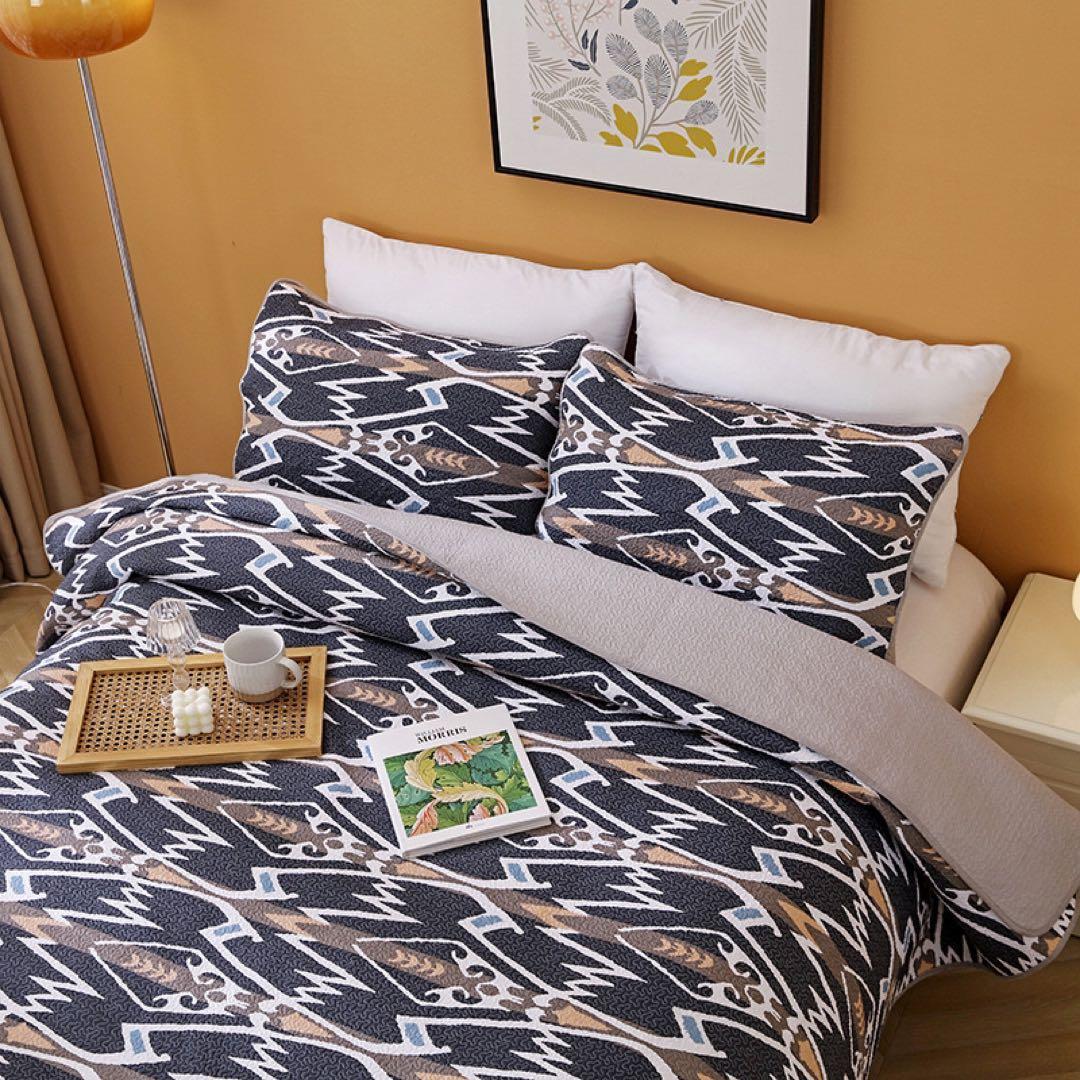 キルトベッドカバー3点セット綿マルチカバー キルティング 811