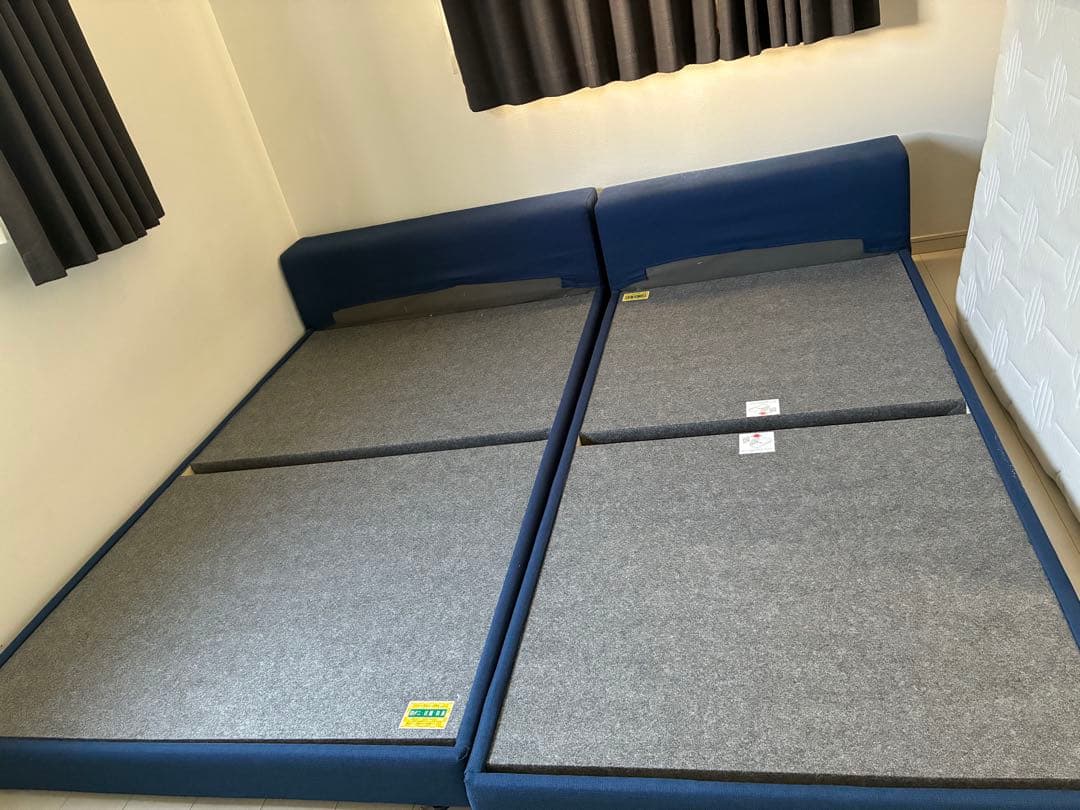 ハグミル　ベッドフレーム　セミダブルとシングルのセット　ワイドキング