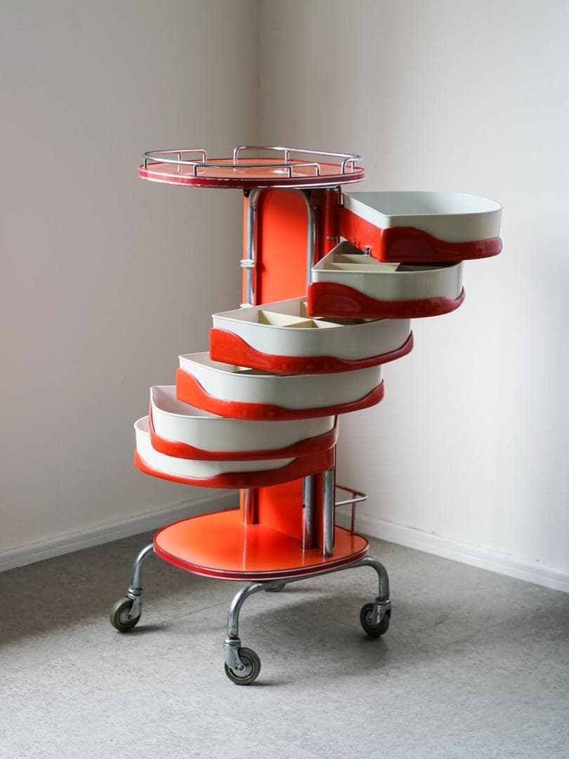 70's vintage スペースエイジ ツールワゴン シェルフ ポストモダン