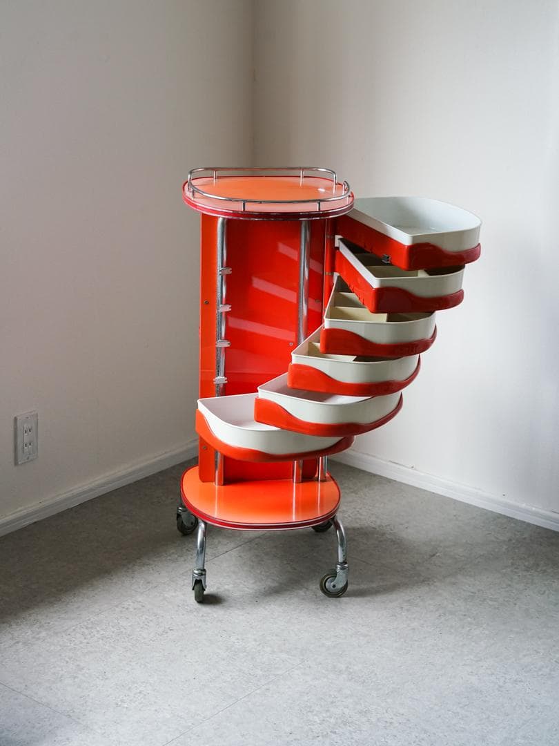 70's vintage スペースエイジ ツールワゴン シェルフ ポストモダン