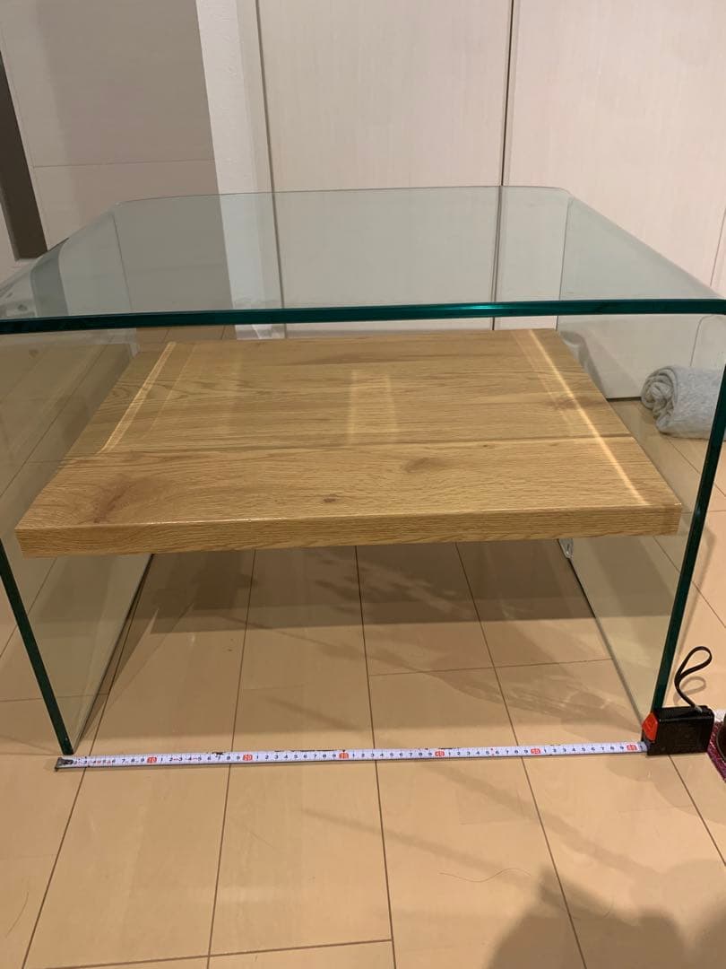 九州の工房　ガラスと木製のセンターテーブル