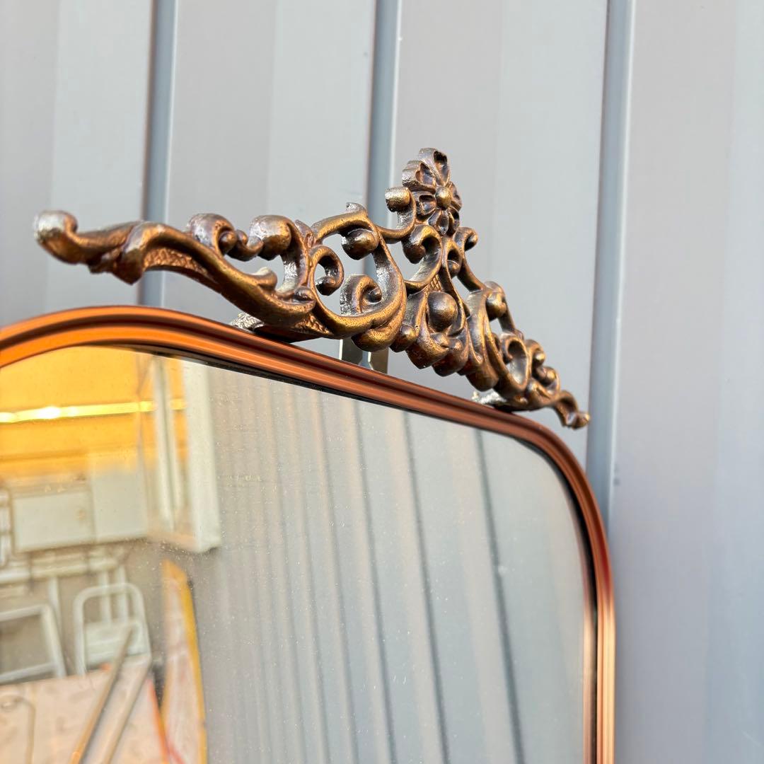 C1 DAISO ブロードミラー 昭和レトロ 装飾アイアンフレーム 壁掛けミラー