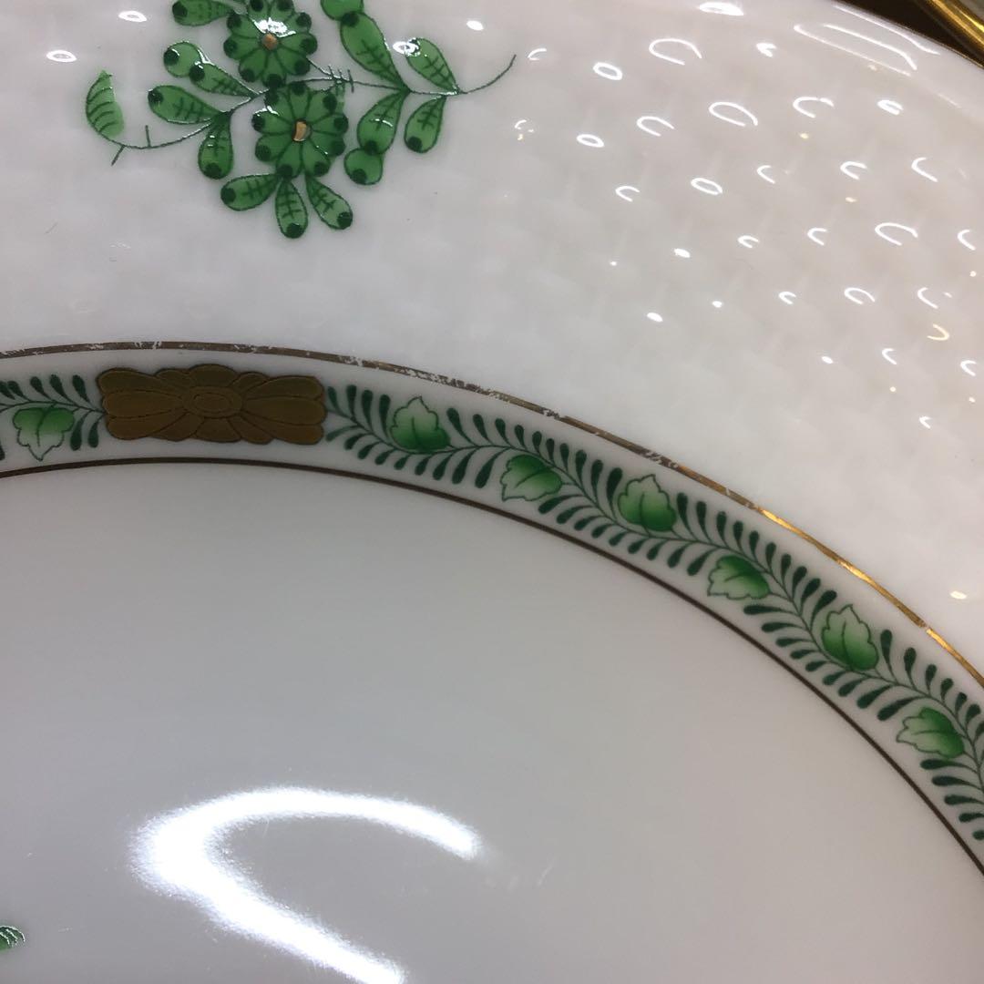 ヘレンド アポニーグリーン スーププレート 20.5㎝ 5枚セット USED