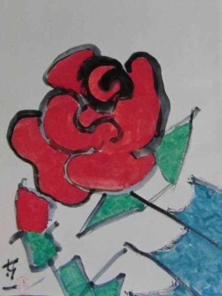 熊谷　守一、ばら、大判、希少画集画、新品額装付、状態良好