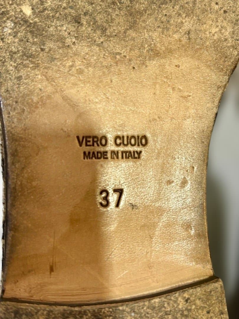 美品セッキアーリミケーレ本革靴アニマル柄ソール37黒イタリア製定価