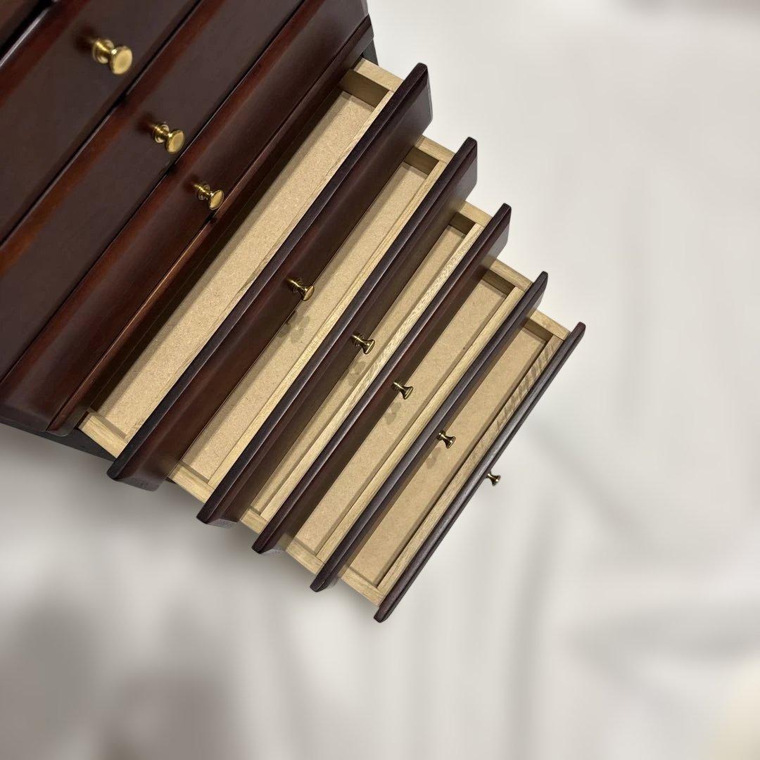 木製 多段チェスト 10段 ダークブラウン 収納家具 小引き出し 整理棚