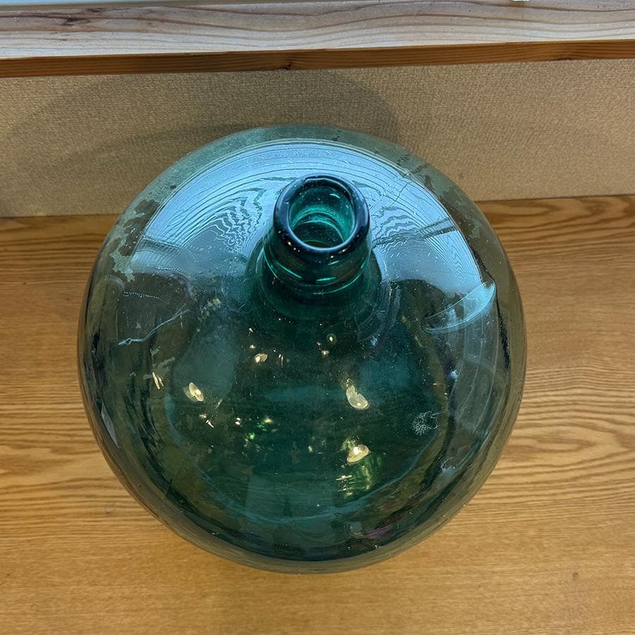 昭和レトロ 特大デミジョンボトル ガラス瓶 緑 花瓶 アンティーク 高さ43cm