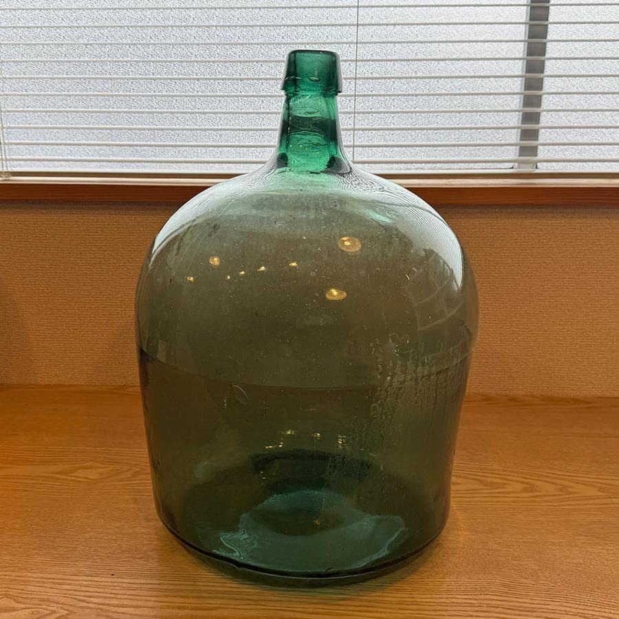 昭和レトロ 特大デミジョンボトル ガラス瓶 緑 花瓶 アンティーク 高さ43cm