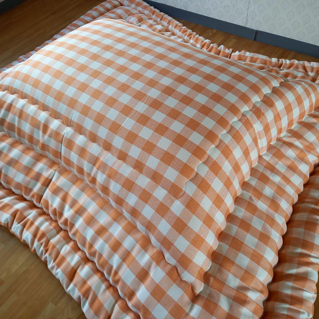 超撥水加工 厚手 厚掛け こたつ布団 大判長方形 オレンジ 清潔 安心 日本製⑦