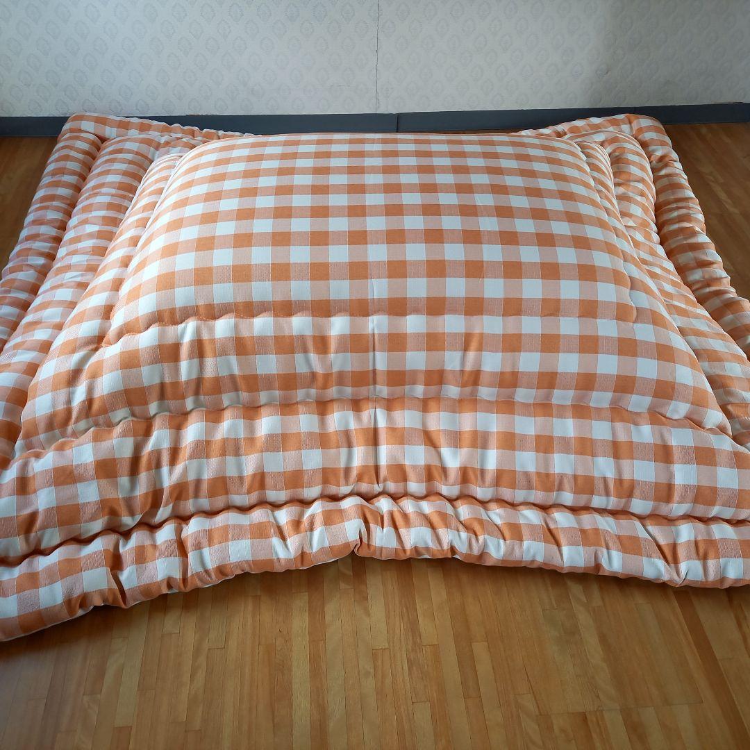 超撥水加工 厚手 厚掛け こたつ布団 大判長方形 オレンジ 清潔 安心 日本製⑦