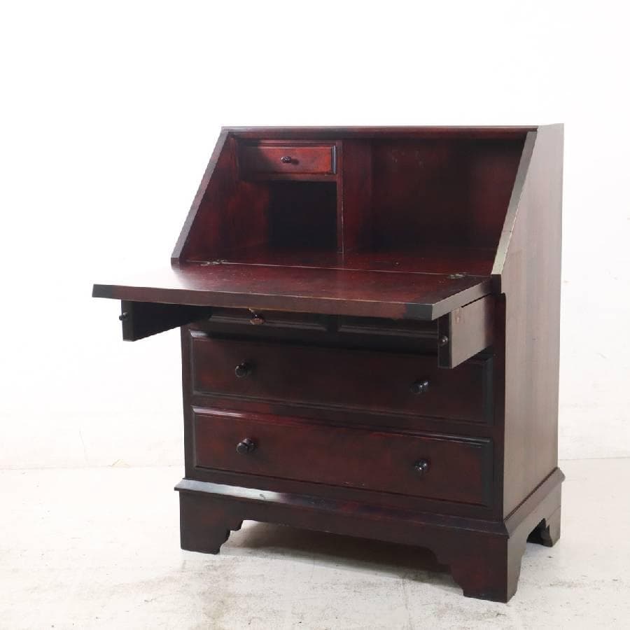 値下九州民芸家具 樺材 ライティングデスク ビューロー 書斎机